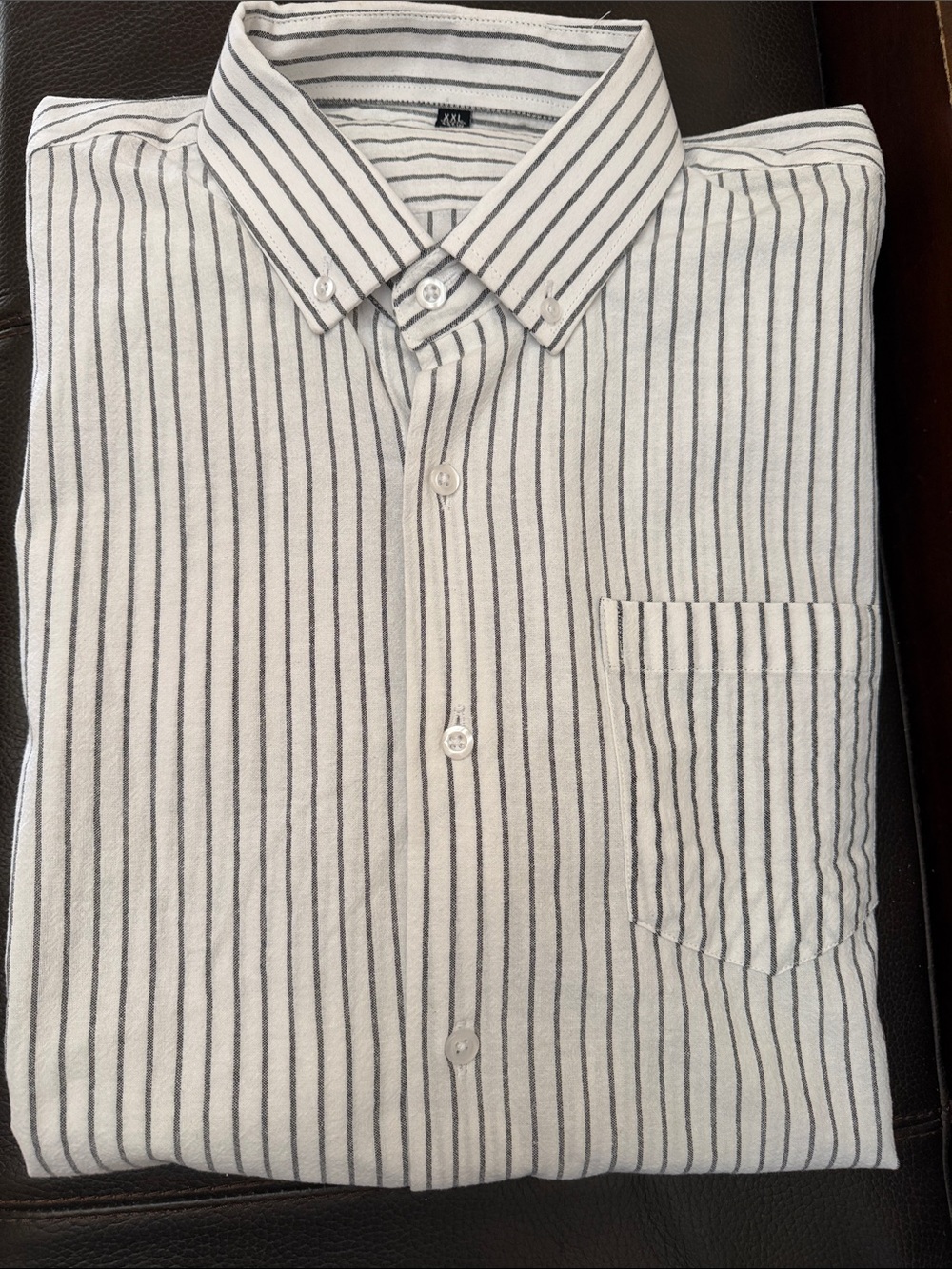 Men’s Button Down Gray Striped Dress Shirt Size XXL